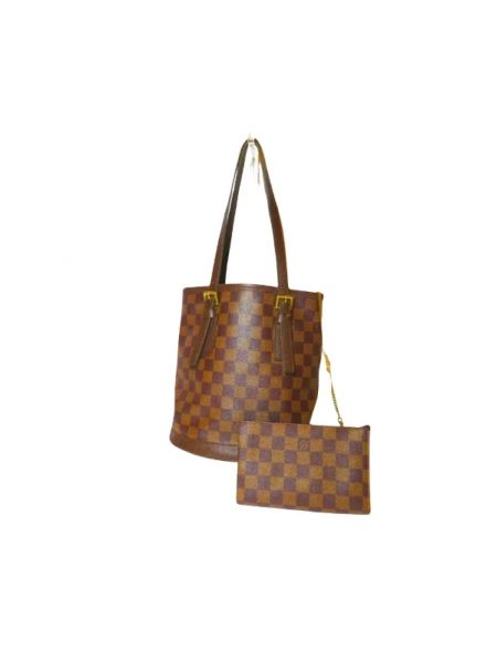 Shopperka bawełniana retro Louis Vuitton Vintage brązowa