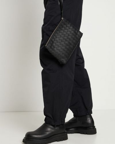 Fonott bőr táska Bottega Veneta fekete