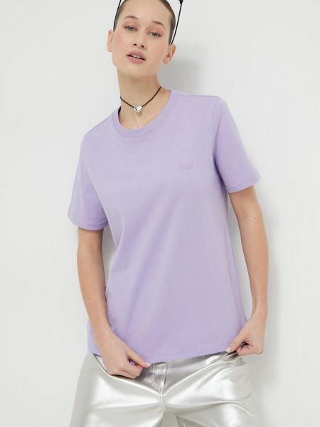 Bavlněné tričko Superdry fialové