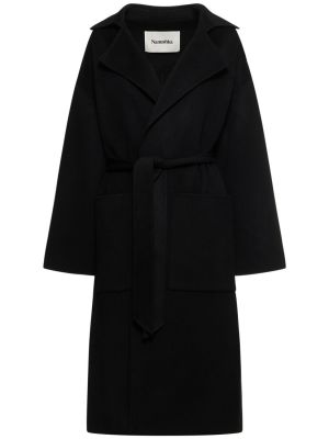 Palton de lână de mătase Nanushka negru
