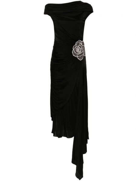 Асиметрична миди рокля David Koma черно