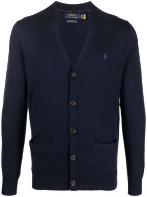 Woll strickjacke mit v-ausschnitt Polo Ralph Lauren blau
