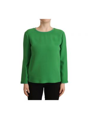 Jedwabny sweter z długim rękawem Armani zielony