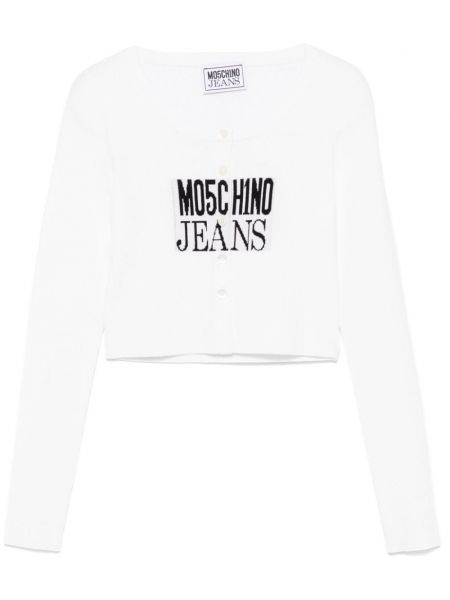 Jacquard pitkä villapaita Moschino Jeans valkoinen