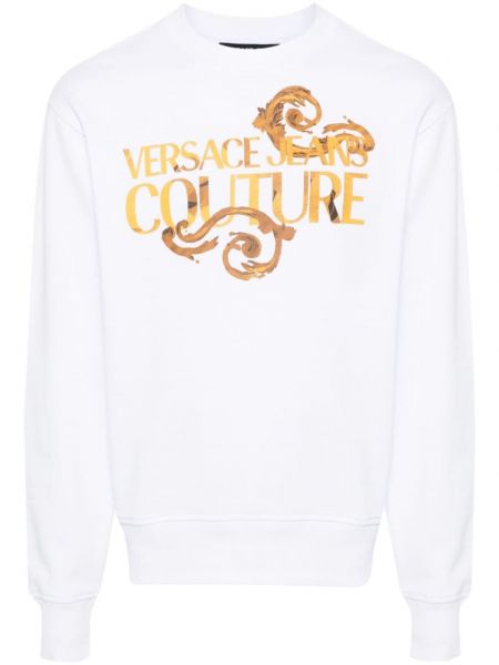 Raštuotas medvilninis džemperis Versace Jeans Couture balta
