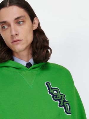 Pamučna hoodie s kapuljačom s uzorkom tigra Kenzo zelena