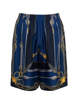 Pantaloncini di seta Versace blu