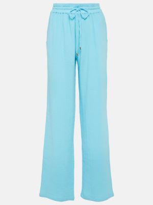 Βαμβακερό παντελόνι σε φαρδιά γραμμή Melissa Odabash μπλε