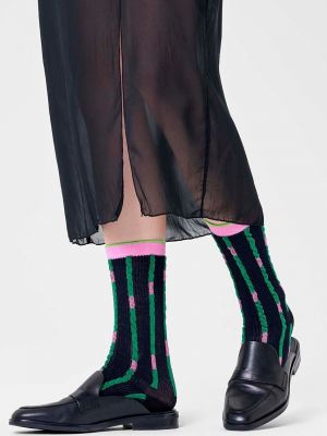 Nogavice s črtami z volani Happy Socks črna