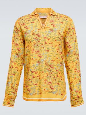 Koszula w kwiatki Orlebar Brown brązowa