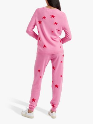 Джемпер со звездами из смеси шерсти и кашемира Chinti & Parker, фламинго розовый/мак