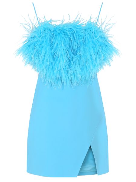 Коктейльное платье с перьями David Koma голубое