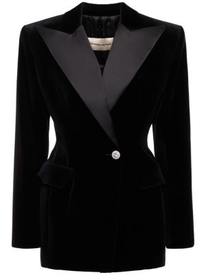 Žametna satenska jakna iz rebrastega žameta Alexandre Vauthier črna