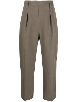 Плисирани памучни прав панталон Lemaire сиво