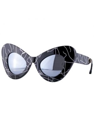 Солнцезащитные очки Jeremy Scott, кошачий глаз, оправа: пластик, для женщин черный