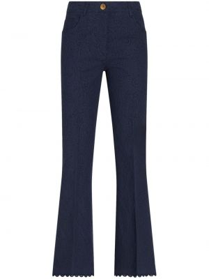 Žakárové bavlnené nohavice s paisley vzorom Etro modrá