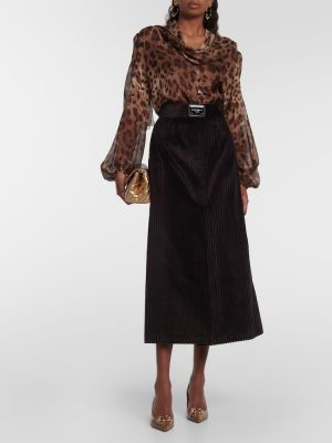 Bavlnená menčestrová dlhá sukňa Dolce&gabbana čierna