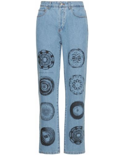 Voľné bavlnené džínsy s potlačou Msftsrep modrá
