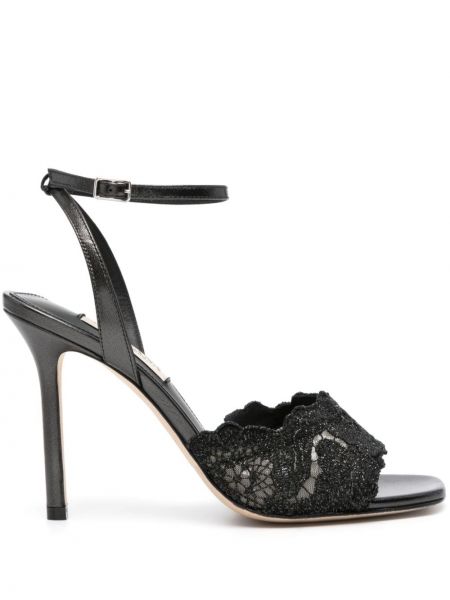 Sandale s cvjetnim printom s čipkom Arteana crna