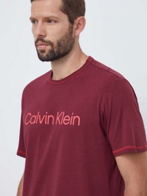 Тениска с дълъг ръкав с принт Calvin Klein Underwear винено червено