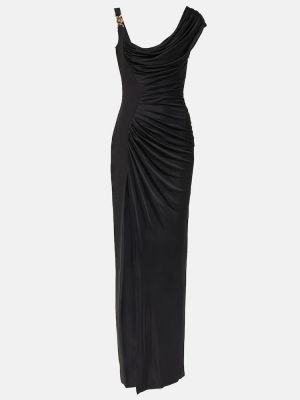 Vestido largo drapeado Versace negro