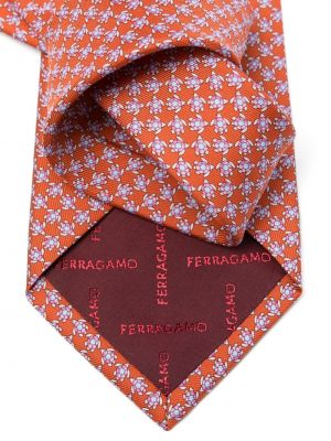 Seiden krawatte mit print Ferragamo orange