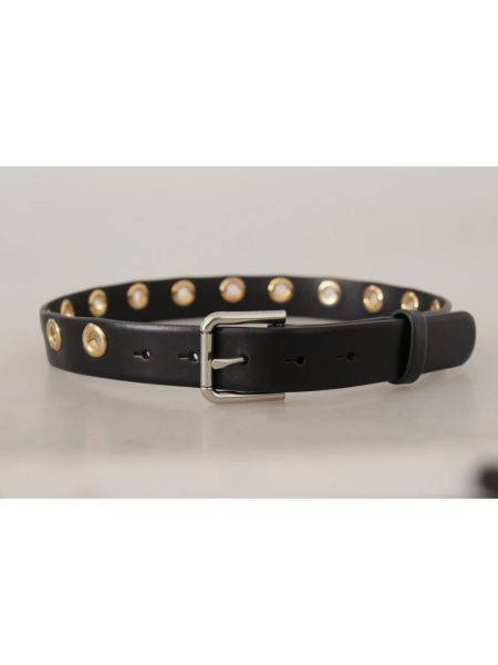 Cinturón de cuero con hebilla de terciopelo‏‏‎ Dolce & Gabbana