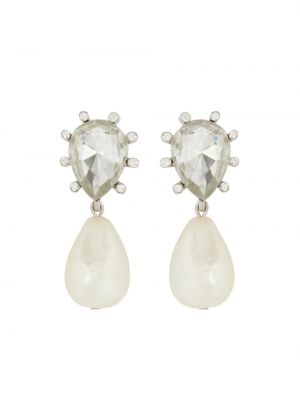 Обеци с перли с кристали Oscar De La Renta бяло