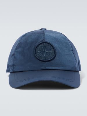 Siuvinėtas kepurė su snapeliu Stone Island mėlyna