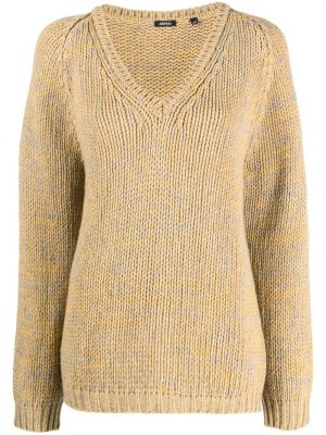 Vlnený sveter s výstrihom do v Aspesi žltá