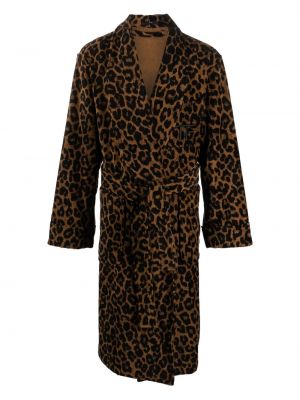 Памучен халат с принт с леопардов принт Tom Ford кафяво