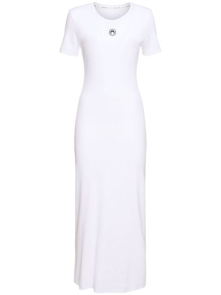 Βαμβακερή μίντι φόρεμα από ζέρσεϋ Marine Serre λευκό