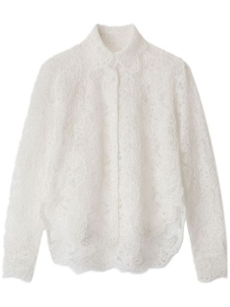 Čipkovaná bavlnená košeľa Ermanno Scervino biela