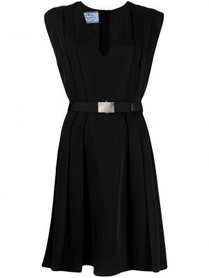 Mini vestido con escote v Prada negro