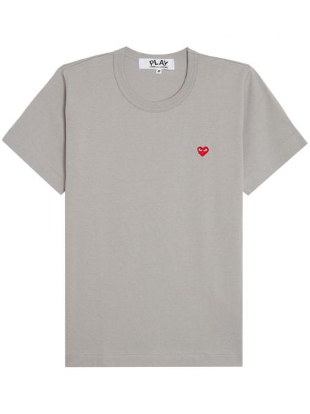 Bavlněné tričko se srdcovým vzorem Comme Des Garçons Play šedé