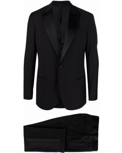 Svilena ukrojena obleka Giorgio Armani črna