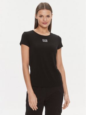 Marškinėliai slim fit Ea7 Emporio Armani juoda