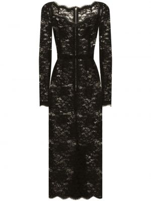 Mežģīņu caurspīdīgs vakarkleita Dolce & Gabbana melns