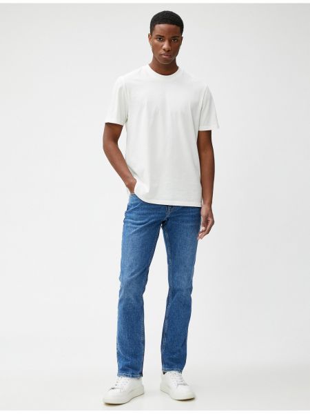 Priliehavé džínsy s rovným strihom Koton modrá