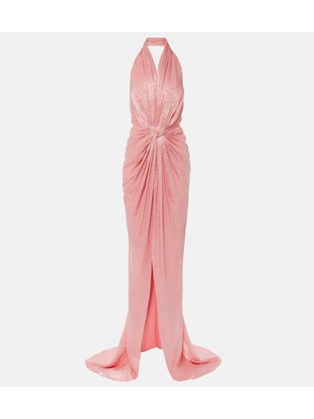 Drapované dlouhé šaty Costarellos růžové