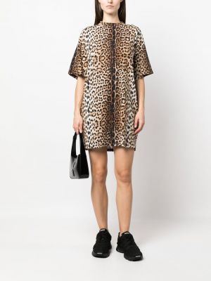 Leopardí bavlněné šaty s potiskem Roberto Cavalli hnědé