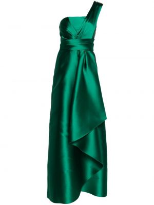 Saténové dlouhé šaty Alberta Ferretti zelené