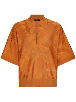 Копринена поло тениска Dolce & Gabbana оранжево