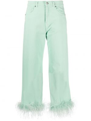 Bavlnené džínsy s rovným strihom s perím P.a.r.o.s.h. zelená