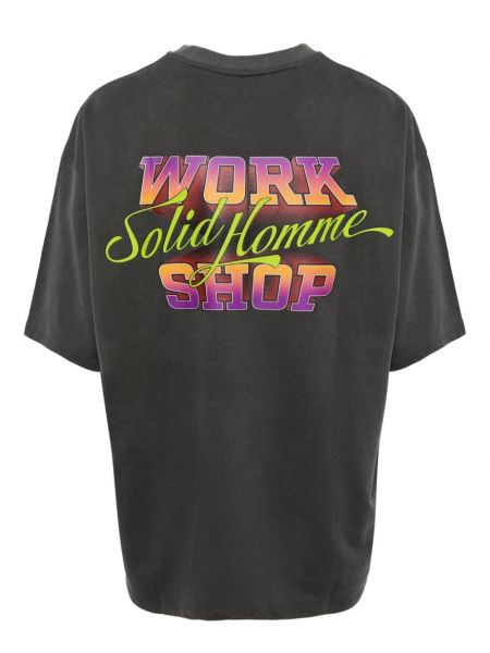 T-shirt aus baumwoll mit print Solid Homme grau