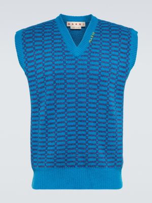 Chaleco de lana de tejido jacquard Marni azul