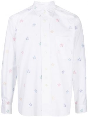 Със звездички памучна риза с принт Comme Des Garçons Homme Deux бяло