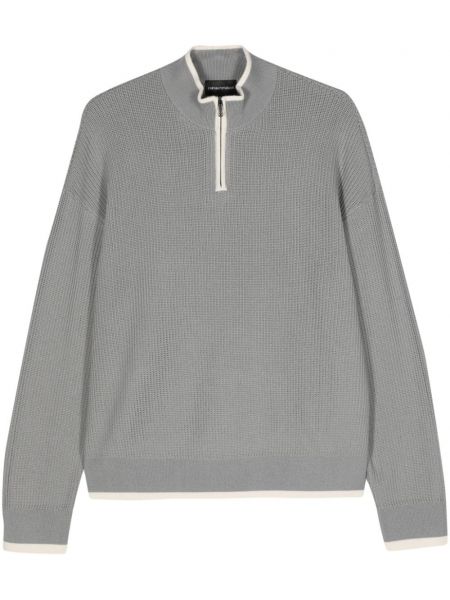 Пуловер с цип Emporio Armani сиво