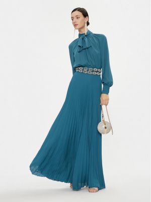 Plisovaná priliehavá midi sukňa Elisabetta Franchi modrá