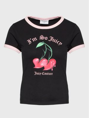 Slim fit póló Juicy Couture fekete